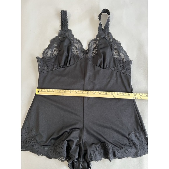 Vintage Ilusion Bodysuit Sleepwear Sz Medium Black Y2K Lace Women's - Picture 6 of 13